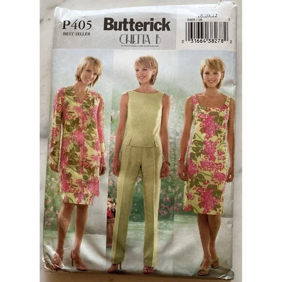 Butterick P405 Misses Petite Jacket Dress Top Pants Sewing Pattern Size 18-20-22