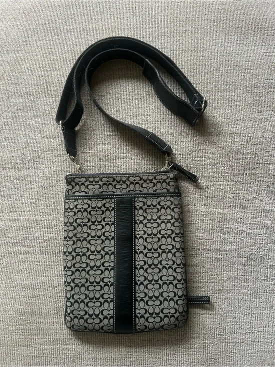 Coach Monogram Messenger Crossbody in Gray and Black