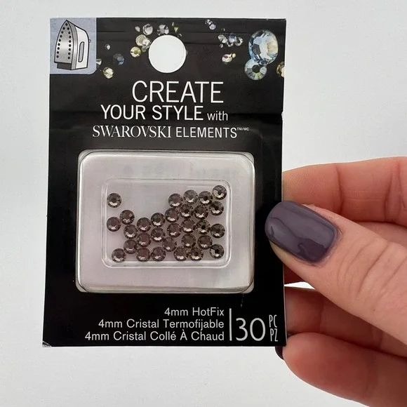 HotFix Crystal Rhinestones 4mm Gray 30pc Iron On Gems Craft DIY New