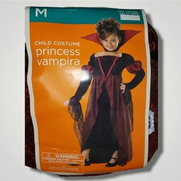 Girls Kids Princess Vampira halloween costume Child M Vampire