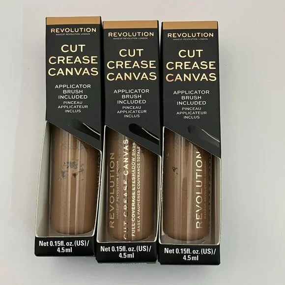 Revolution Cut Crease Canvas Full Coverage Eyeshadow Base Brush Include Set of 3