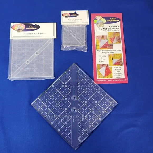 Audreys Sewing Basket No-Wobble Rulers 3pc Set 2.5