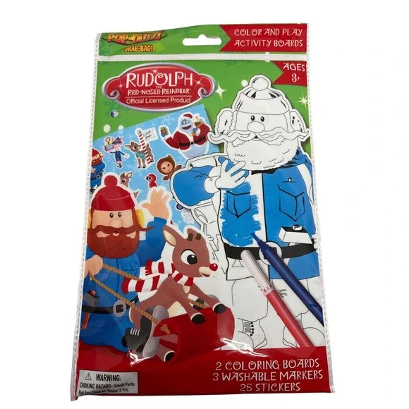 Rudolph the Red Nosed Reindeer Color‎ Play Activity Boards Kit Markers Stickers