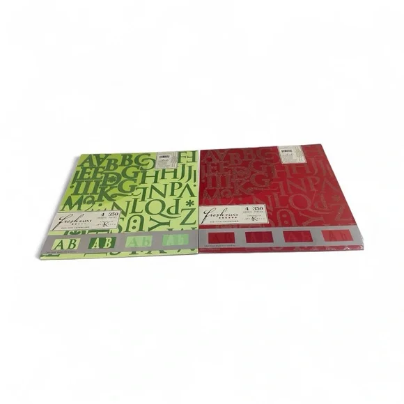 Fresh Paint Chipboard Letters Set Emerald & Scarlet Glitter 4 Sheets 350 Pcs New