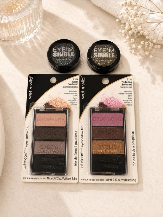 4 bundle lot wet n wild Color Icon Eyeshadow Trio Neutral Shades glitter gift