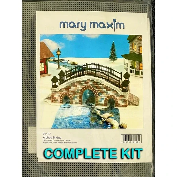 Needle Point Kit 3D Arched Bridge Complete Kit 21187 Mary Maxim Village Piece