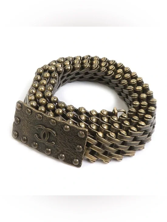 Authentic CHANEL brass buckle 1997 runway CC belt 74cm