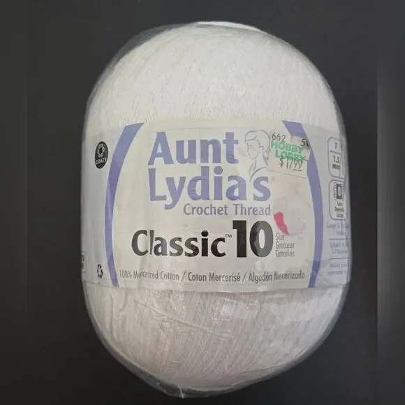 AUNT LYDIA'S CROCHET THREAD 2730 YDS WHITE