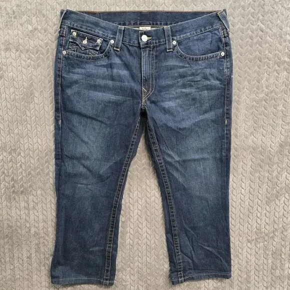 True Religion Jeans Mens Straight Leg Size 40x27 Flap Pockets Billy USA‎