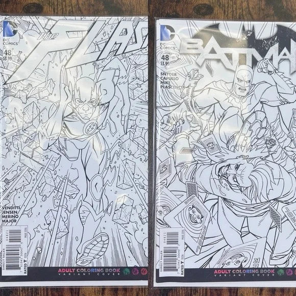 Batman #48  The Flash #48 Adult Coloring Book Variant DC New 52 2015 Snyder