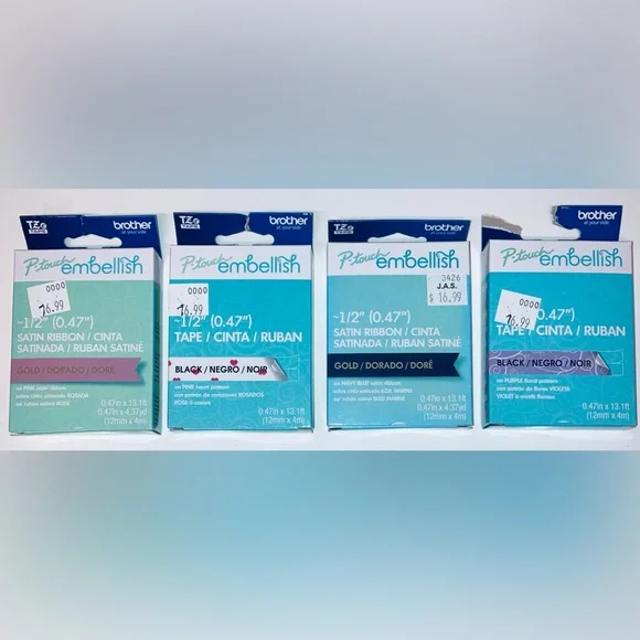 P-Touch Emblish Ribbon & Tape - NEW! Set of 4.