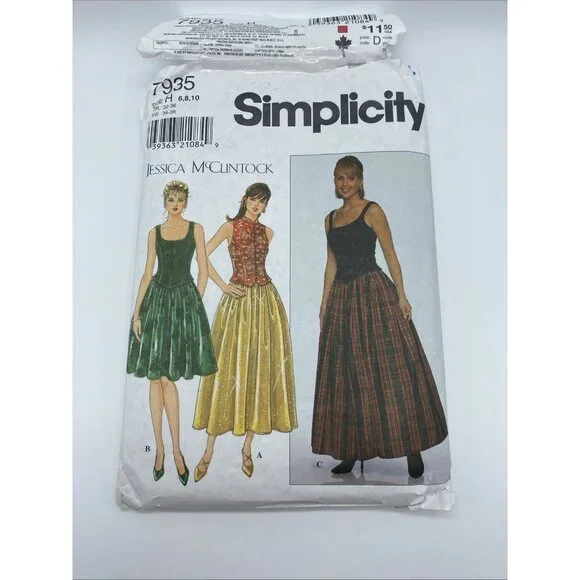 Simplicity Pattern 7935 Women's Size 6 8 10 Jessica McClintock Top Skirt Cut