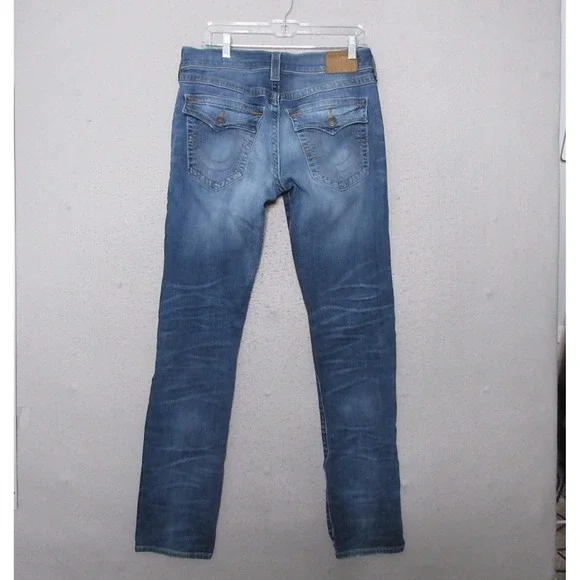 True Religion Men Jeans 31 Geno Denim Whiskered‎ Flap Pocket USA Made Y2K Fade