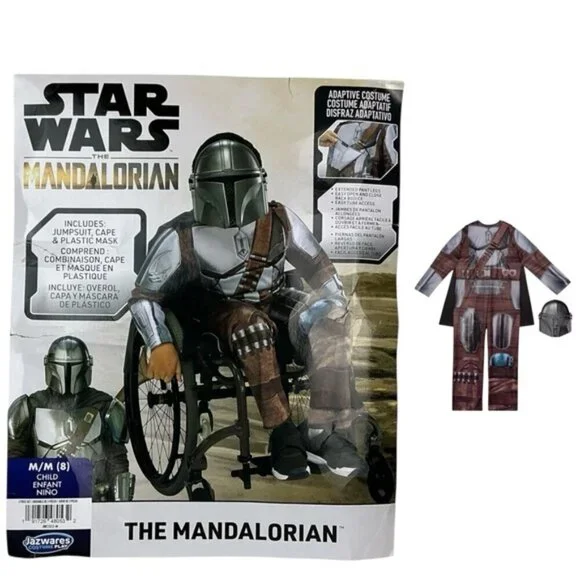 Star Wars Costume The Mandalorian Official Jumpsuit Cape Mask Set Youth 8-10 M