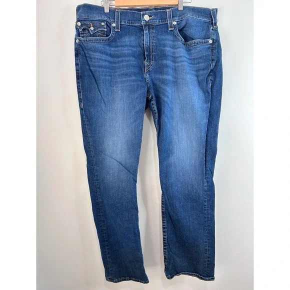 True Religion Mens Straight Leg Blue Denim Jeans‎ Medium Wash Size 42x31