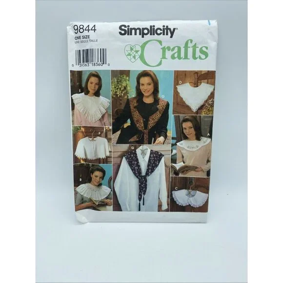 Simplicity Crafts Misses' Collars Sewing Pattern #9844 Uncut Factory Fold 1996