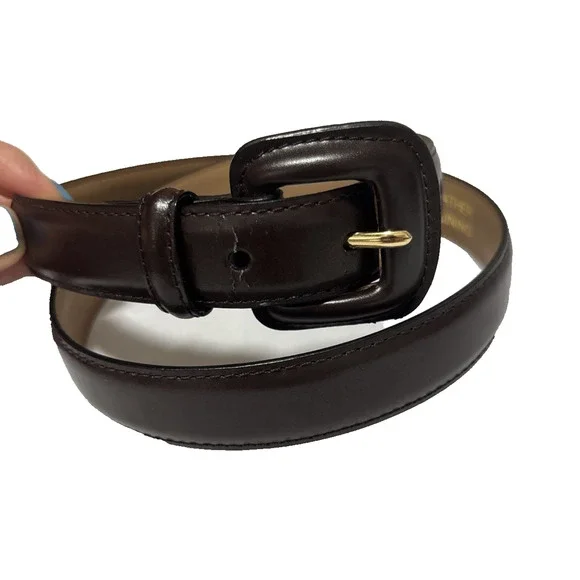 Women's Med Brown Bonded Leather Belt‎ Essential Basic Simple Everyday Neutral