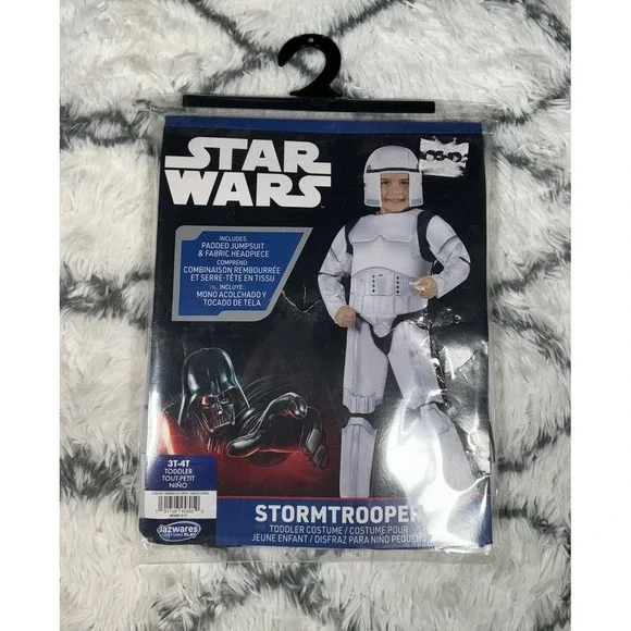STAR WARS Stormtrooper Padded Jumpsuit Headpiece Costume Toddler 3T-4T *NEW*