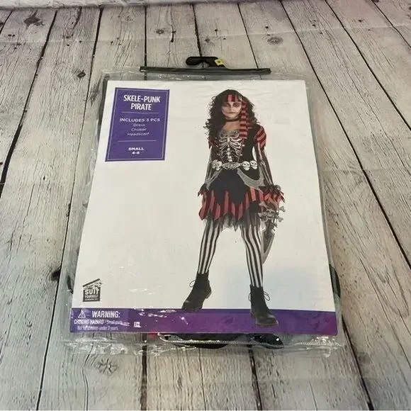 Suit Yourselves Skele-Punk Pirate Kids Halloween Costume Sz: S NWT