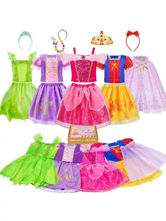 Princess Dress Up Trunk 16PCS Costume Set for Girls Birthday Gift - Yellow