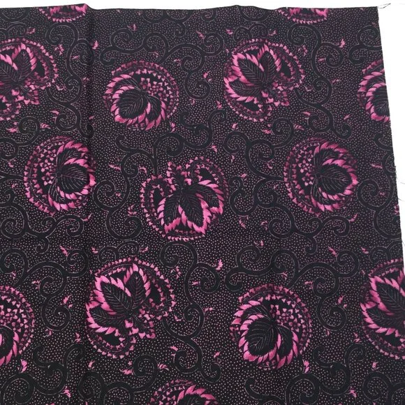 1/2 Yard Yd Stencil Collection Quilting Fabric Floral Jewel Tone Pink Black
