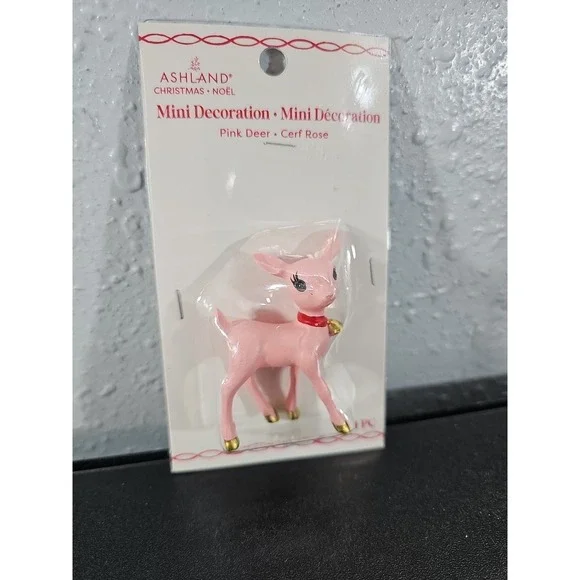 Ashland Tiny Treasures  Pink‎ Mini Decor Miniature Doe, Fawn, Deer Cottage Core