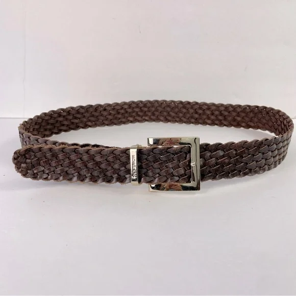 Michael Kors Brown Leather Braided Belt‎