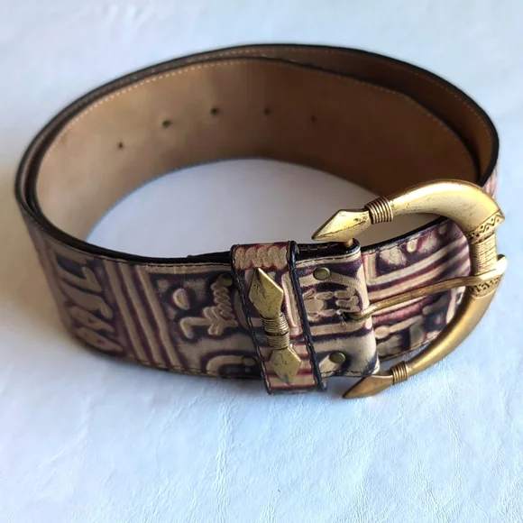 Vintage Billy Belts California Egyptian Hieroglyphics Wide Leather Belt …