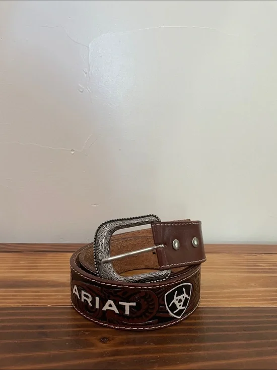 Ariat Western Belt Features Embossed Leather With Large ARIAT Logo