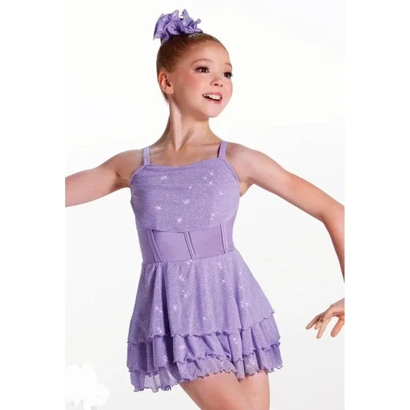Weissman Cornelia Street 19056 Lavender Purple Glitter Ruffle Dance Leotard SC