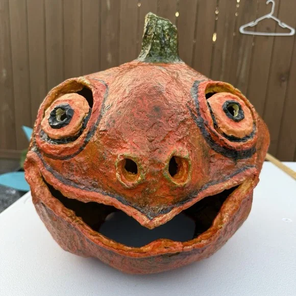 Large Halloween Paper Mache Pulp Jack O Lantern‎ Extra Large