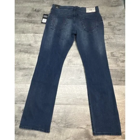 True Religion Ricky Jeans Mens 34 Blue Denim‎ Relaxed Straight Stretch $159 NEW
