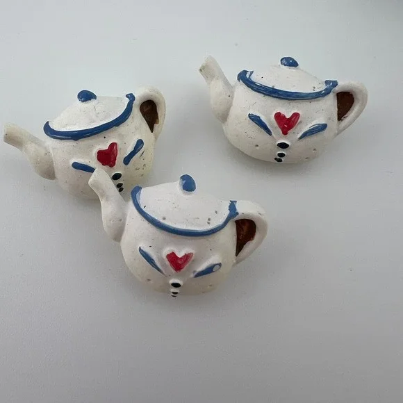 Teapot Buttons Lot 3 Floral Cottagecore Novelty Sewing Craft