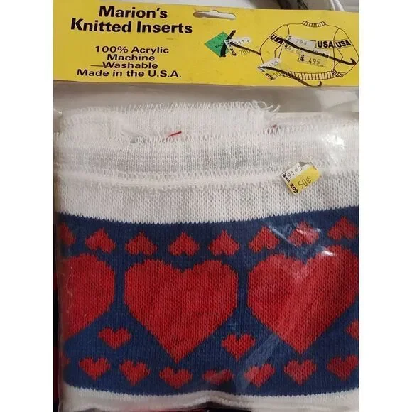 Marion's Knitted Inserts Hearts #435 red white blue 50