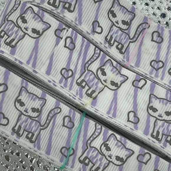 Grosgrain Ribbon NEW 7/8” 5 yards yds 5/$20 Kitty cat purple zebra stripes