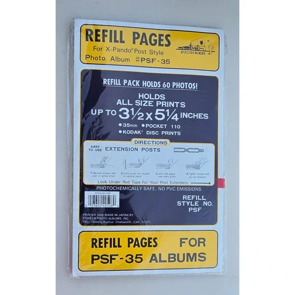 Pioneer PSF Refill Pages for X-Pando Post Photo Album PSF-35 Holds 60 3.5x5.25