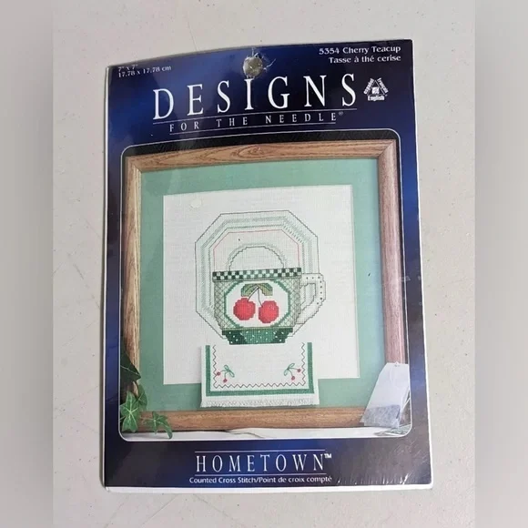 Designs For The Needle Cherry Teacup Cross Stitch Kit #5354 Hometown Collection