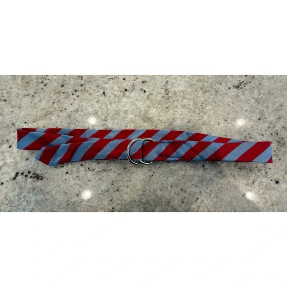 J.Crew Red & Blue Stripe Silk Ring Belt‎ S/M