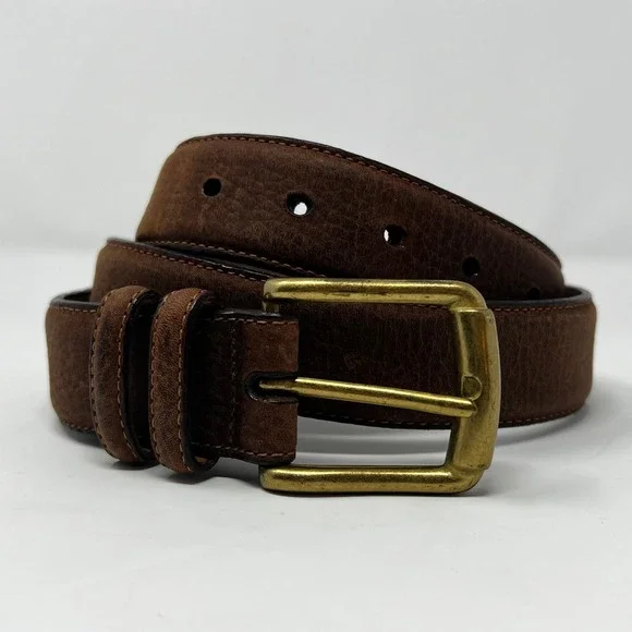 Vintage Brighton Brown Textured Leather Belt Brass Buckle Women's Size 32