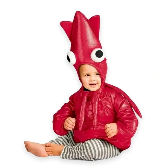Unisex‎ Hyde And Eek Toddler Red Squid Costume Infant 0-6 Months NEW Red Lame