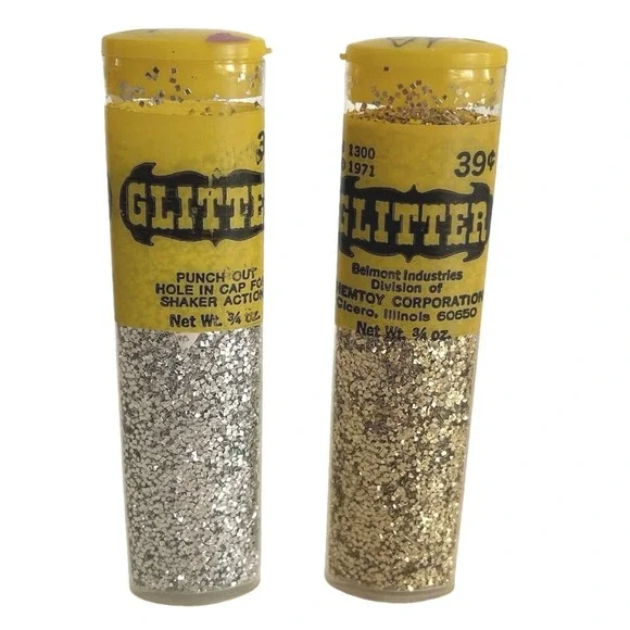 GLITTER‎ CRAFT Chemtoy VTG Aluminium SPARKLE Christmas Glitter silver Gold