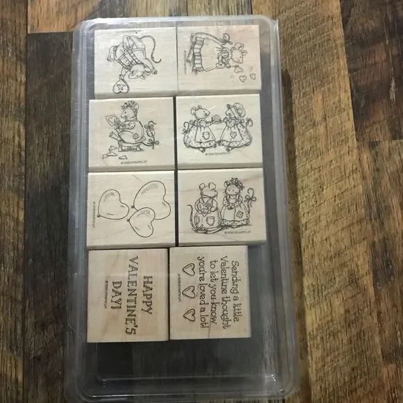 Stampin up NiceMice Valentines rubber stamps set of 8 1998 vintage
