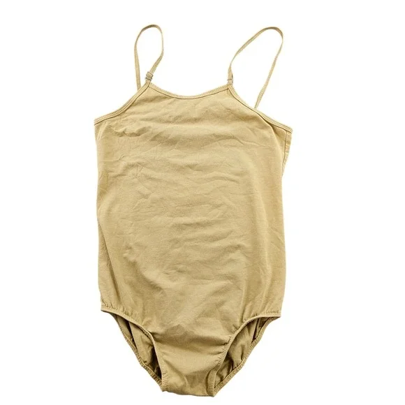 Girls an‎ Nude Camisole Dance Leotard Adjustable Straps Stretch Bodysuit