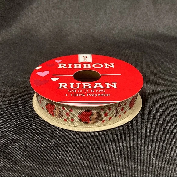⭐️ Valentine’s Day Sloth And Heart Burlap Craft Ribbon 5/8” x 108”