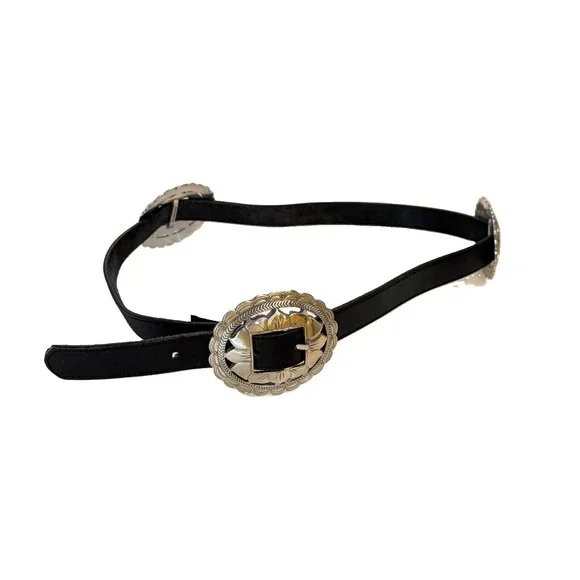 VTG 1993 BRIGHTON Belt Silver Tone Concho Western Leather Sunflower XL 40