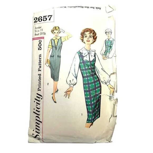 Simplicity Vintage 1960's Pattern‎ #2567 Junior Jumper and Blouse Size 11