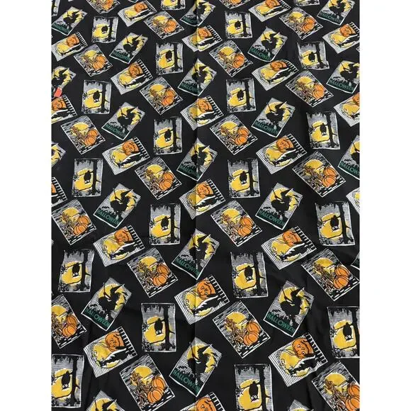 Halloween Fabric Owl Moon Witch Pumpkin Black Cat Bat Cotton Sewing ~ 150 X 88