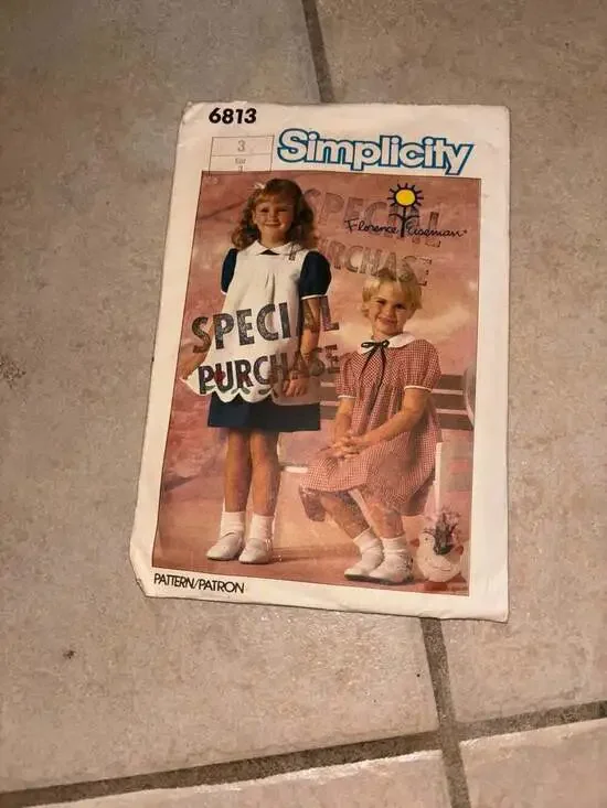 GIRLS CHILD SIMPLICITY 6813 Sewing Pattern PINAFORE APPLIQUES DRESS SIZE 6