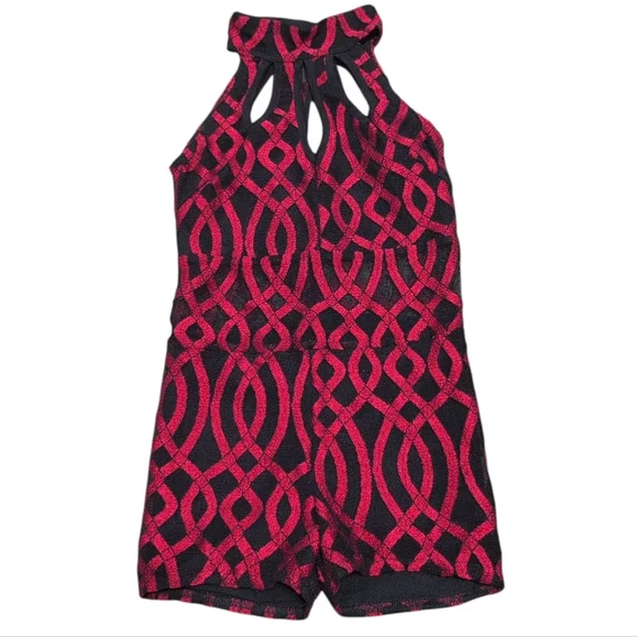 Kelle Dance Leotard Costume Red‎ Black High Neck Youth Size Medium