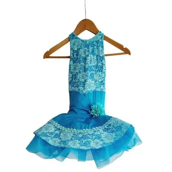 Revolution Dance‎ Costume Competition Recital Ballet Blue Sequin Tutu Dress